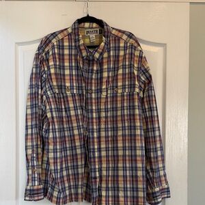 Duluth Trading Co Men's Blue and Red Plaid Shirt